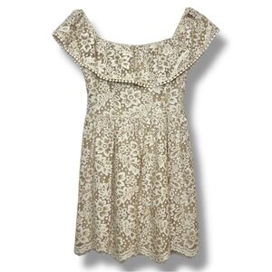 Altar'd State Womens Lace Dress M‎ Ivory Lined Short Party Off the shoulder Zip